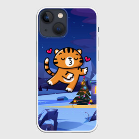 Чехол для iPhone 13 mini с принтом Влюбленный тигренок с сердечками в Курске,  |  | 2022 | год тигра | новый год | новый год 2022 | символ года | тигр | тигренок | тигрица | тигры