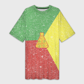 Платье-футболка 3D с принтом Колба на фоне АПВ 3.1.8 в Курске,  |  | qr код | амулет | антивирус | антидепрессант | антистресс | баббл | всенормализол | выноска | желтый | зеленый | иммуномодулятор | колба | коллаж | красный | мемы | оберег | облачко с текстом | палитра