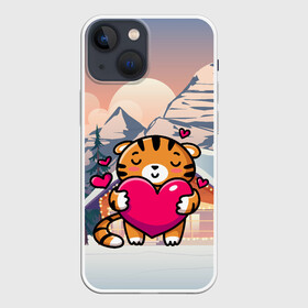 Чехол для iPhone 13 mini с принтом Тигренок   любовь в Курске,  |  | 2022 | год тигра | новый год | новый год 2022 | символ года | тигр | тигренок | тигрица | тигры
