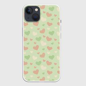 Чехол для iPhone 13 с принтом Сердечки на светло зеленом фоне в Курске,  |  | hearts | love | valentines day | белый | день влюбленных | зеленый | красный | любовь | сердечки | сердце