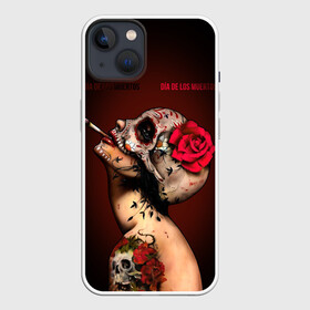 Чехол для iPhone 13 с принтом Ведьма с красной розой в Курске,  |  | body art | cigarette | day of the dead | halloween | happy halloween | holiday | nude witch | profile | red rose | skull | tattoo | боди арт | день мертвых | красная роза | обнаженная ведьма | праздник | профиль | тату | хэллоуин