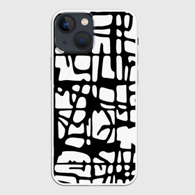 Чехол для iPhone 13 mini с принтом Черно Белый мотив Cantabrigiensia, подходящий для раскрашивания вручную в Курске,  |  | Тематика изображения на принте: креативный шум | модный и пестрый | орнамент | раскраска | стильный мотив | чб | черно белое | элегантный