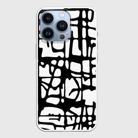 Чехол для iPhone 13 Pro с принтом Черно Белый мотив Cantabrigiensia, подходящий для раскрашивания вручную в Курске,  |  | креативный шум | модный и пестрый | орнамент | раскраска | стильный мотив | чб | черно белое | элегантный