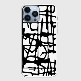 Чехол для iPhone 13 Pro Max с принтом Черно Белый мотив Cantabrigiensia, подходящий для раскрашивания вручную в Курске,  |  | креативный шум | модный и пестрый | орнамент | раскраска | стильный мотив | чб | черно белое | элегантный