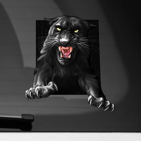 Наклейка на автомобиль с принтом Black panther черная пантера в Курске, ПВХ |  | black panther | зверь | злая | красивая кошка | прыгает | хищник | черная пантера