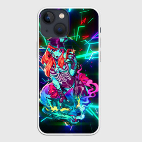 Чехол для iPhone 13 mini с принтом Неоновая ведьма с волком в Курске,  |  | burning eyes | fire wolf | halloween | happy halloween | holiday | neon witch | red hair | skull and bones | горящие глаза | красные волосы | неоновая ведьма | огненный волк | праздник | хэллоуин | череп и кости