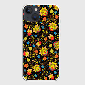 Чехол для iPhone 13 с принтом Хохломa в Курске,  |  | art | flowers | holoma | oldschool | листья | рисунок | роспись | холома | цветы