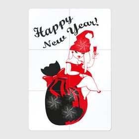Магнитный плакат 2Х3 с принтом Снегурочка plus size в Курске, Полимерный материал с магнитным слоем | 6 деталей размером 9*9 см | девушка | новый год | подарки | снежинки | шампанское