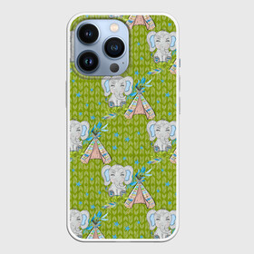 Чехол для iPhone 13 Pro с принтом Слоник и вигвам в Курске,  |  | вигвам | индеец | слон | слоненок | слоник