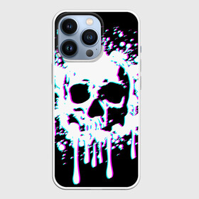 Чехол для iPhone 13 Pro с принтом Мерцающий череп в Курске,  |  | day of the dead | drops | flowing | halloween | happy halloween | holiday | shimmering skull | splashes | брызги | день мертвых | капли | мерцающий череп | праздник | течет | хэллоуин