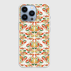 Чехол для iPhone 13 Pro с принтом Хохломские узоры II (white) в Курске,  |  | паттерн | роспись | россия | узор | хохлома