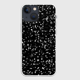 Чехол для iPhone 13 mini с принтом ЧБ мозаика в Курске,  |  | белый | мозаика | пиксели | точки | черный