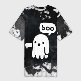 Платье-футболка 3D с принтом ХЕЛЛУОИН ПРИВЕДЕНИЕ БУ  HALLOWEEN GHOST BOO в Курске,  |  | bats | bones | ghost | halloween | pumpkin | skull | кости | летучие мыши | приведение | призрак | скелет | тыква | хеллоуин | хоррор | хэллоуин