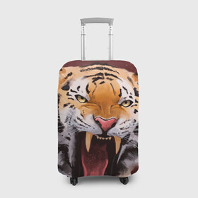 Чехол для чемодана 3D с принтом Тигр красавчик сердится в Курске, 86% полиэфир, 14% спандекс | двустороннее нанесение принта, прорези для ручек и колес | 2022 | aggressive | angry | fangs | new year | open mouth | predator | tiger | year of the tiger | агрессивный | год тигра | клыки | новый год | открытая пасть | сердитый | тигр | хищник