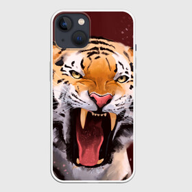 Чехол для iPhone 13 с принтом Тигр красавчик сердится в Курске,  |  | 2022 | aggressive | angry | fangs | new year | open mouth | predator | tiger | year of the tiger | агрессивный | год тигра | клыки | новый год | открытая пасть | сердитый | тигр | хищник