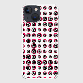 Чехол для iPhone 13 mini с принтом ИГРА В КАЛЬМАРА | МАСКИ ПАТТЕРН | MASKS PATTERN в Курске,  |  | аноним | игра в кальмара | игра в кальмаров | игра на выживание | игры | квадрат | круг | маска | паттерн | сериал | сотрудник | треугольник | фильм