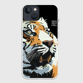 Чехол для iPhone 13 с принтом Тигр перед атакой в Курске,  |  | Тематика изображения на принте: 2022 | before the attack | look | new year | open mouth | predator | tiger | year of the tiger | взгляд | год тигра | новый год | открытая пасть | перед атакой | тигр | хищник