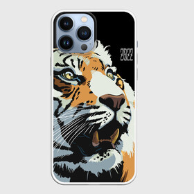 Чехол для iPhone 13 Pro Max с принтом Тигр перед атакой в Курске,  |  | Тематика изображения на принте: 2022 | before the attack | look | new year | open mouth | predator | tiger | year of the tiger | взгляд | год тигра | новый год | открытая пасть | перед атакой | тигр | хищник