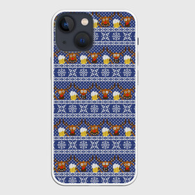 Чехол для iPhone 13 mini с принтом Олени отдыхают в Курске,  |  | Тематика изображения на принте: вязанный | новогодний | олень | паттерн | рождественский | с оленями | свитер | узор