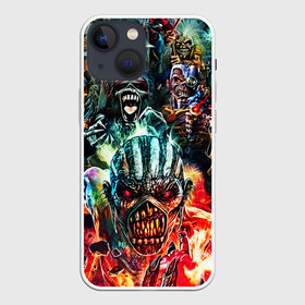 Чехол для iPhone 13 mini с принтом Iron Maiden (allover) в Курске,  |  | iron maiden | senjutsu | айрон мейден | группы | монстры | музыка | рок | хевиметал | черепа