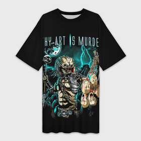 Платье-футболка 3D с принтом Thy Art Is Murder  Human Target в Курске,  |  | death metal | deathcore | thy art is murder | группы | дэткор | метал | музыка | рок | хищник