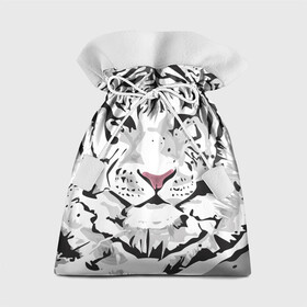 Подарочный 3D мешок с принтом Белый снежный тигр в Курске, 100% полиэстер | Размер: 29*39 см | Тематика изображения на принте: 2022 | art | beast | new year | predator | splashes and drops | white tiger | year of the tiger | белый тигр | брызги и капли | год тигра | зверь | искусство | новый год | хищник