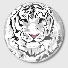 Значок с принтом Белый снежный тигр в Курске,  металл | круглая форма, металлическая застежка в виде булавки | 2022 | art | beast | new year | predator | splashes and drops | white tiger | year of the tiger | белый тигр | брызги и капли | год тигра | зверь | искусство | новый год | хищник