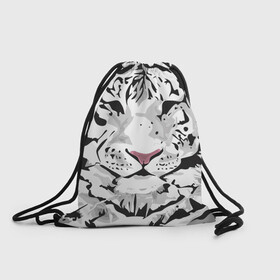 Рюкзак-мешок 3D с принтом Белый снежный тигр в Курске, 100% полиэстер | плотность ткани — 200 г/м2, размер — 35 х 45 см; лямки — толстые шнурки, застежка на шнуровке, без карманов и подкладки | 2022 | art | beast | new year | predator | splashes and drops | white tiger | year of the tiger | белый тигр | брызги и капли | год тигра | зверь | искусство | новый год | хищник