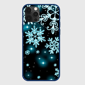 Чехол для iPhone 12 Pro Max с принтом Космические снежинки в Курске, Силикон |  | christmas | happy new year | merry christmas | neon | new year | snow | snowflakes | winter | декабрь | звезды | зима | зимний орнамент | зимний узор | зимняя ночь | неоновый | новогодний принт | новогодняя ночь | новый год | ночь | подарок