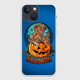 Чехол для iPhone 13 mini с принтом Мишка маньяк в Курске,  |  | halloween | арт | графика | зомби | медведь | мистика | праздник | тыква | ужасы | хэллоуин