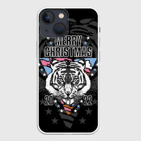 Чехол для iPhone 13 mini с принтом Merry Christmas 2022 в Курске,  |  | 2022 | beast | merry christmas | new year | predator | stars | stern look | white tiger | year of the tiger | белый тигр | год тигра | звезды | зверь | новый год | суровый взгляд | хищник