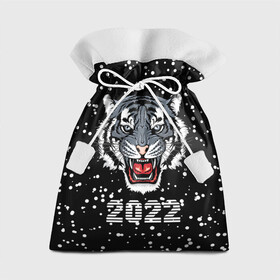 Подарочный 3D мешок с принтом Черный водяной тигр 2022 в Курске, 100% полиэстер | Размер: 29*39 см | Тематика изображения на принте: 2022 | beast | black water tiger | fangs | merry christmas | new year | predator | snow | stern grin | winter | year of the tiger | год тигра | зверь | зима | клыки | новый год | снег | суровый оскал | хищник | черный водяной тигр