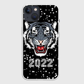 Чехол для iPhone 13 с принтом Черный водяной тигр 2022 в Курске,  |  | 2022 | beast | black water tiger | fangs | merry christmas | new year | predator | snow | stern grin | winter | year of the tiger | год тигра | зверь | зима | клыки | новый год | снег | суровый оскал | хищник | черный водяной тигр