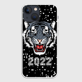 Чехол для iPhone 13 mini с принтом Черный водяной тигр 2022 в Курске,  |  | 2022 | beast | black water tiger | fangs | merry christmas | new year | predator | snow | stern grin | winter | year of the tiger | год тигра | зверь | зима | клыки | новый год | снег | суровый оскал | хищник | черный водяной тигр