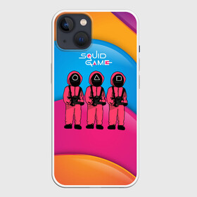 Чехол для iPhone 13 с принтом Игра в кальмара   красочный фон в Курске,  |  | among us | squid game | выживание | игра в кальмара | кальмар | корейский | корея | хван чжун хо | чо сан