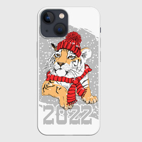 Чехол для iPhone 13 mini с принтом Тигр в красной шапке в Курске,  |  | 2022 | beast | merry christmas | new year | predator | proud tiger | red hat | scarf | snow | winter | year of the tiger | год тигра | гордый тигр | зверь | зима | красная шапка | новый год | снег | хищник | шарф