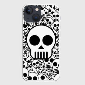 Чехол для iPhone 13 mini с принтом черепа чб в Курске,  |  | 2d | 3d | black | black and white | halloween | white | белый | хэллоуин | хэлуин | чб | череп | черепа | черно белый | черный