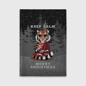 Обложка для автодокументов с принтом Keep calm and Merry Christmas в Курске, натуральная кожа |  размер 19,9*13 см; внутри 4 больших “конверта” для документов и один маленький отдел — туда идеально встанут права | 2022 | beast | buddhist | heart | keep calm and merry christmas | meditation | new year | spruce forest | tiger | year of the tiger | буддист | год тигра | ельник | зверь | медитация | новый год | сердце | тигр | черные очки