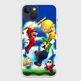 Чехол для iPhone 13 с принтом SuperFlyMario в Курске,  |  | bowser | bowsette | bullet bill | goomba | koopa | luigi | mario | mario heroes | nintendo | peach | power up | princess | princess peach | star | super mario | super mario bros | toad | wario | yoshi | боузер | братья марио | варио | купа | луиджи | мари