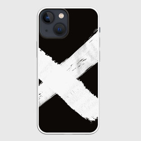Чехол для iPhone 13 mini с принтом МЯZGАТЬ в Курске,  |  | белое | краска | крест | крестик | черное