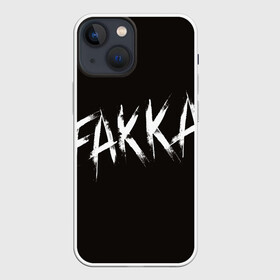 Чехол для iPhone 13 mini с принтом FAKKA в Курске,  |  | black | fakka | text | белое | надпись | текст | черное