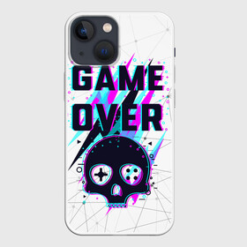 Чехол для iPhone 13 mini с принтом Game OVER   NEON 3D в Курске,  |  | игра | неон | неоновый принт | неоновый череп | череп