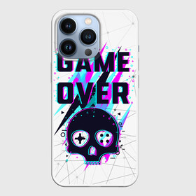 Чехол для iPhone 13 Pro с принтом Game OVER   NEON 3D в Курске,  |  | игра | неон | неоновый принт | неоновый череп | череп