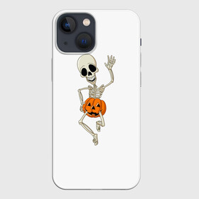 Чехол для iPhone 13 mini с принтом скелет в тыкве в Курске,  |  | bones | gesture | halloween | joy | monster | pumpkin | run | shame | skeleton | smile | бег | в | жест | кости | монстр | радость | скелет | стыд | тыква | тыкве | улыбка | хэллоуин | чудовище