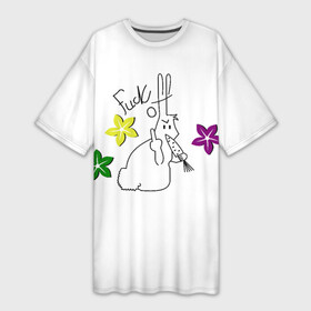 Платье-футболка 3D с принтом Не доставай заиньку в Курске,  |  | авторское | графика | животные | забавные надписи | заяц | приколы