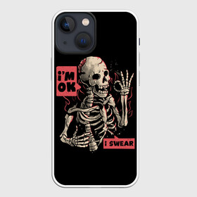 Чехол для iPhone 13 mini с принтом Я В Порядке | Im Ok в Курске,  |  | dead | death | halloween | horrors | im | monster | moon | night | ok | okay | pumpkin | scare | skeleton | skull | stars | в | живое | звезды | луна | мертвый | монстр | ночь | порядке | скелет | тыква | ужастики | ужасы | хэллоуи