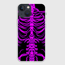 Чехол для iPhone 13 mini с принтом Розовые кости в Курске,  |  | Тематика изображения на принте: кости | неоновые кости | рёбра | розовые кости | розовый скелет | скелет