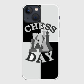 Чехол для iPhone 13 mini с принтом Шахматный День в Курске,  |  | chess | анатолий карпов | бобби фишер | владимир крамник | гари каспаров | игра | король | ладья | магнус карлсен | математика | михаил ботвинник | пешка | ферзь | хосерауль капабланка | чёрнобелые