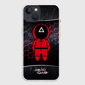 Чехол для iPhone 13 с принтом Игра в кальмара 3D Black  Red в Курске,  |  | Тематика изображения на принте: squid game | выживание | игра в кальмара | кальмар | корейский | корея