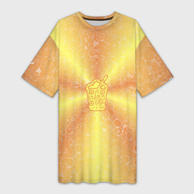 Платье-футболка 3D с принтом Коктейль на фоне АПВ 10.2.6.14 в Курске,  |  | qr код | амулет | антивирус | антидепрессант | антистресс | баббл | всенормализол | выноска | градиент | желтый | иммуномодулятор | коктейль | коллаж | мем | напиток | оберег | облачко с текстом